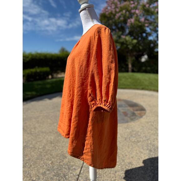 MSRP $180 Bryn Walker 100% Linen High Low Puff Sleeved Dress Size L QUICK SHIP - Picture 5 of 11